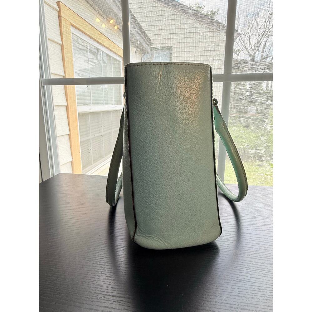 Kate Spade New York Tiffany Blue Mint Green Pebbled Leather Satchel Tote Bag - Picture 6 of 16